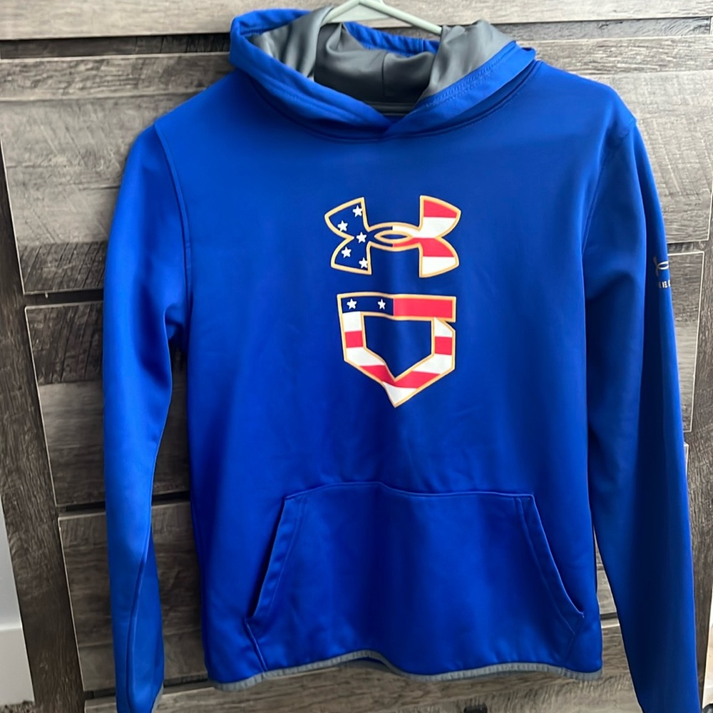 Youth Under Armour Fleece Blue American Baseball Hoodie